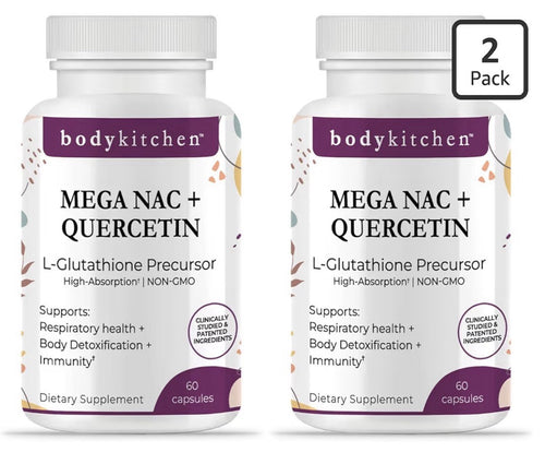 2 Pack Body Kitchen MEGA NAC + Quercetin L-Glutathione Precursor Detox Immune