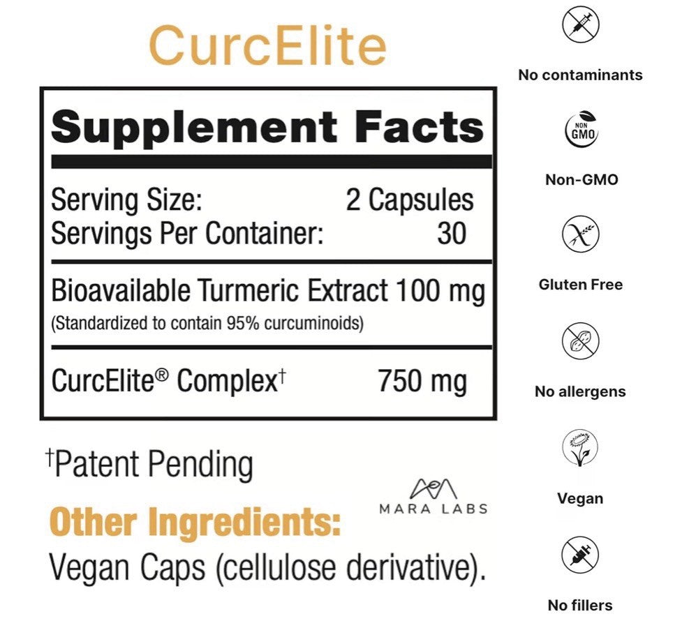 Mara Labs CurcElite Curcumin Turmeric Extract 95% Curcuminoids 60 Capsules