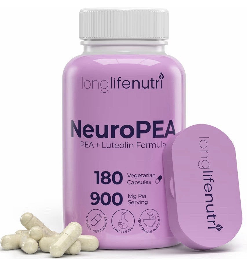 LongLifeNutri NeuroPEA PEA + Luteolin Formula Palmitoylethanolamide 180 Capsules