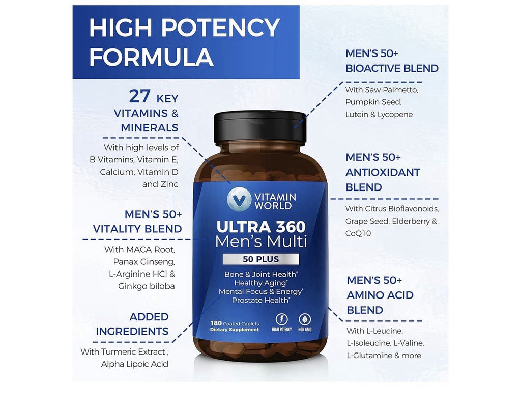 Vitamin World Ultra 360 Men’s Multi 50 Plus Multivitamin For Men 180 Capsules