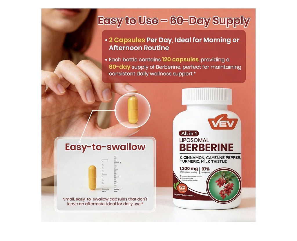 VEV Berberine with Ceylon Cinnamon Turmeric Heart Cardiovascular Support 2 Pack