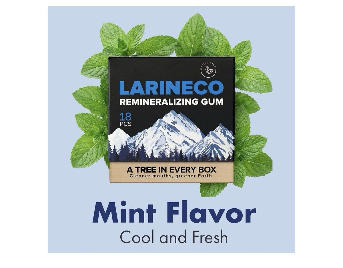 Larineco Remineralizing Gum Hydroxyapatite Xylitol Gum Mastic Mint Flavor 4 Pack