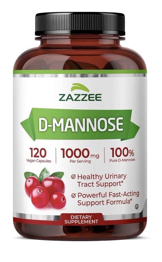 Zazzee D-Mannose Healthy Urinary Tract Support 2 Month Supply 120 Capsules