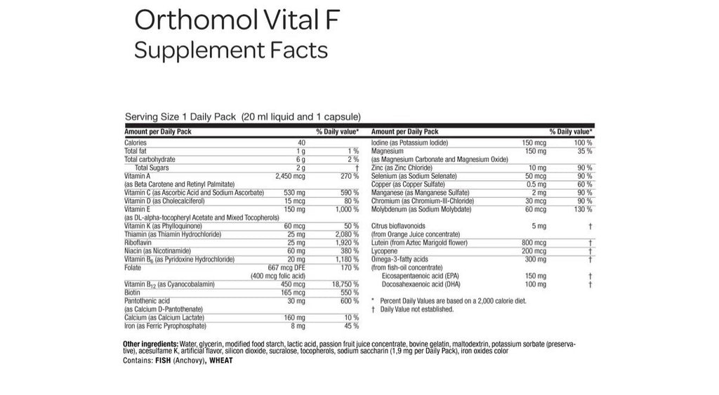 Orthomol Vital M Daily Multivitamin for Women Reduction Of Tiredness And Fatigue
