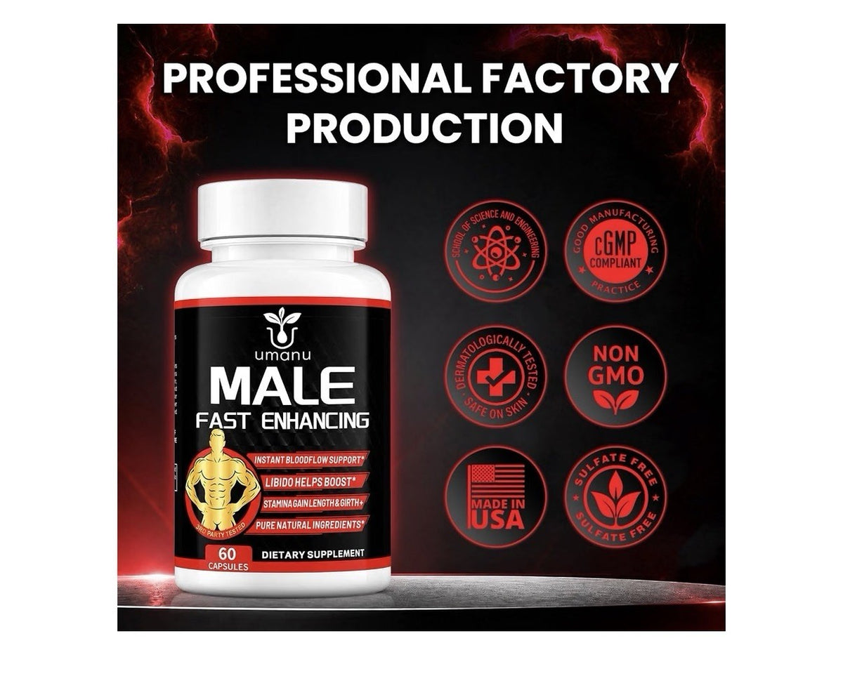 Umanu Male Fast Enhancing Blood Flow Stamina Gain Length Girth 60 Capsules