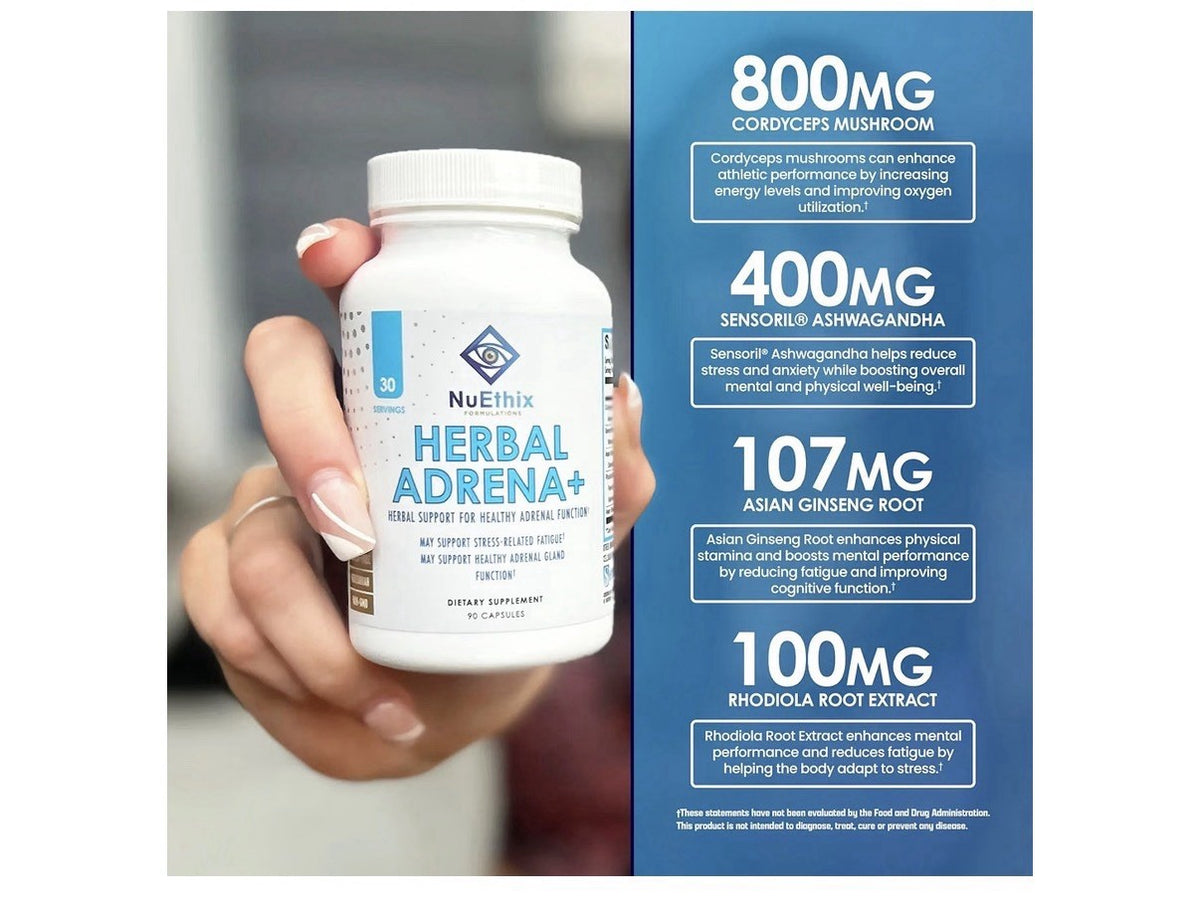 NuEthix Herbal Adrena+ Herbal Support For Healthy Adrenal Function 90 Capsules