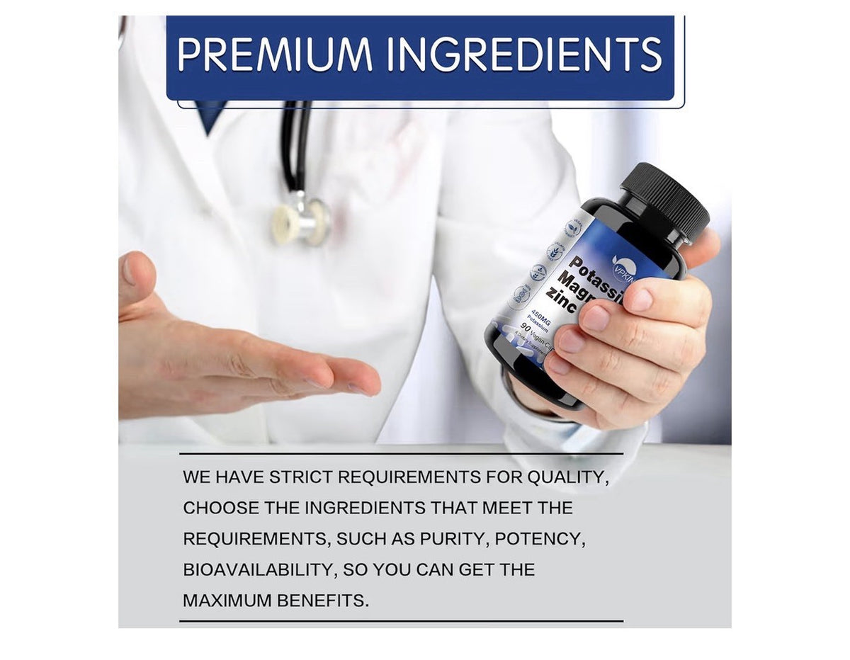 VPKIN Potassium Magnesium Zinc Supplement Immune Energy Support 90 Capsules