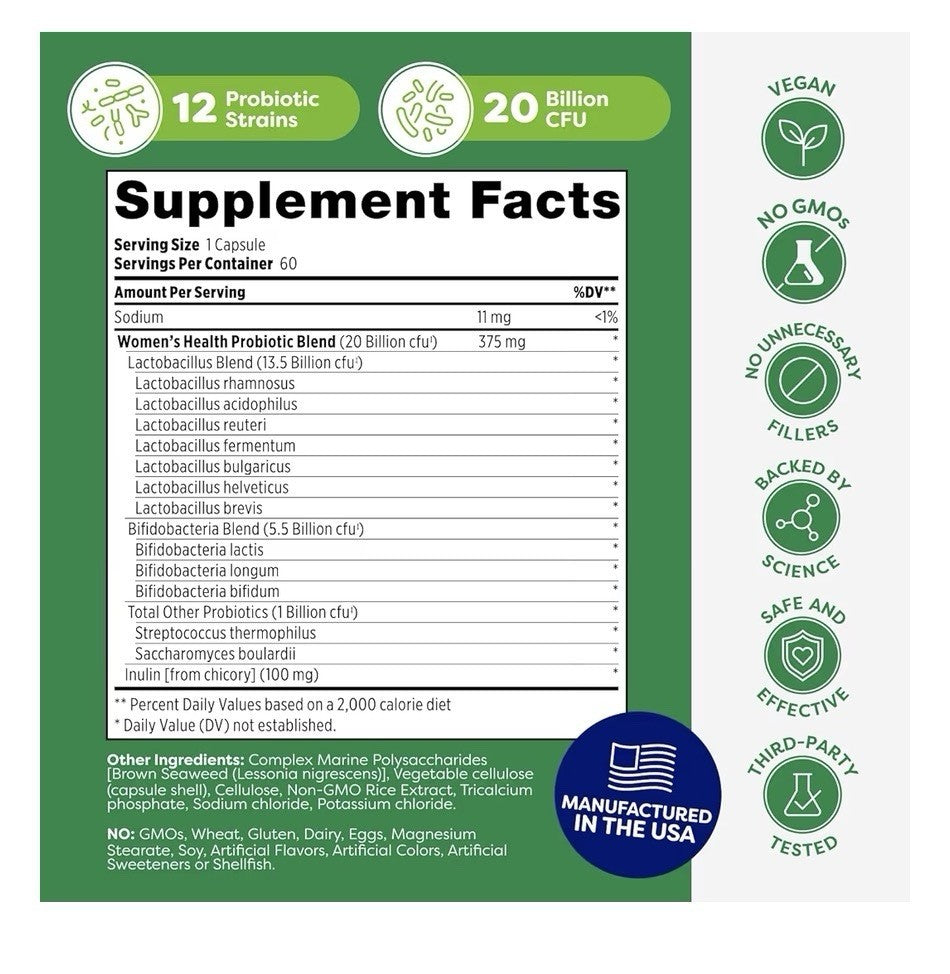 Probulin Womens Probiotic + Prebiotics Urinary Tract & Vaginal Health 60Capsules
