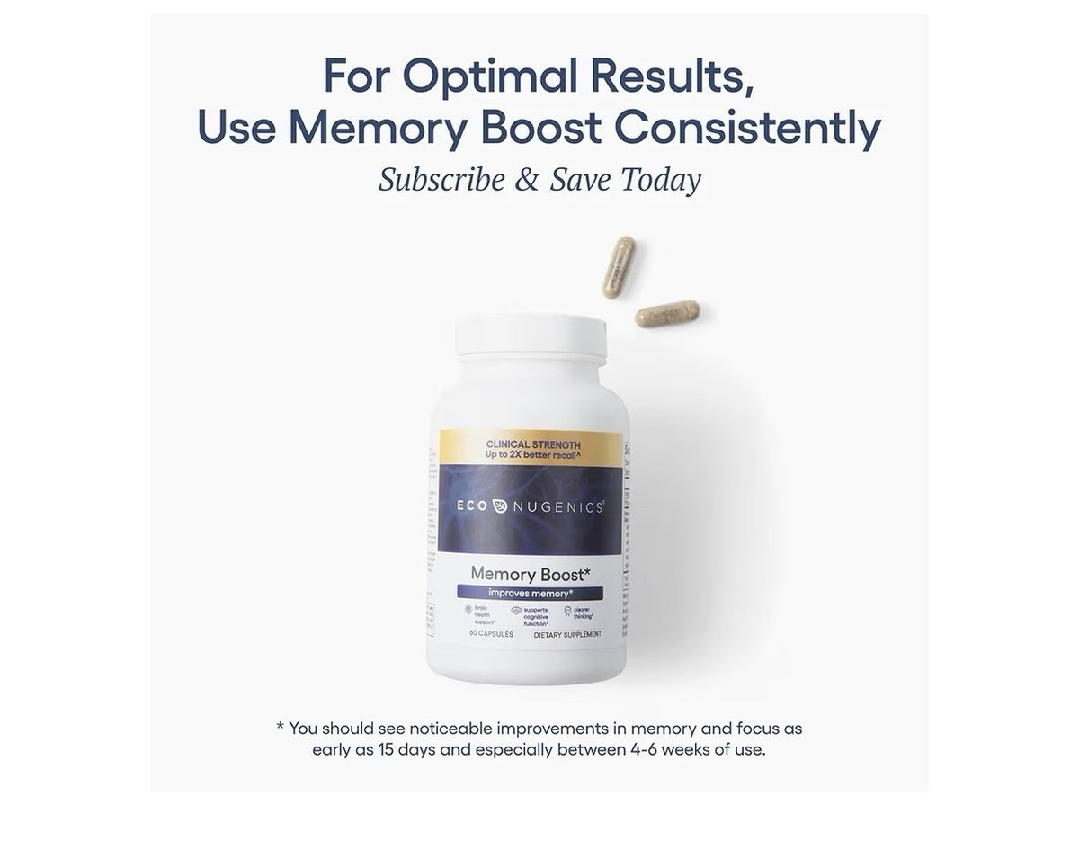 EcoNugenics Memory Boost Brain Health Cognitive Function Clearer Thinking 60caps