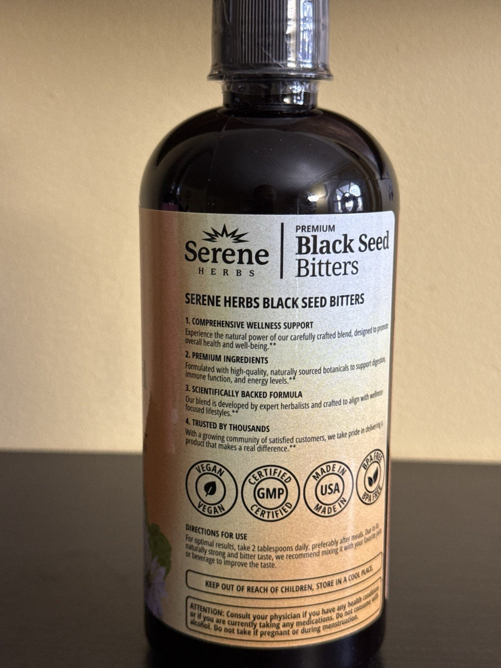 Serene Herbs Black Seed Bitters Premium Cleanse Strengthen Energize 16oz