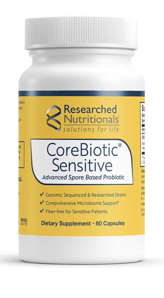 Researched Nutritionals CoreBiotic Sensitive Spore Based Probiotic Prebiotic 60c