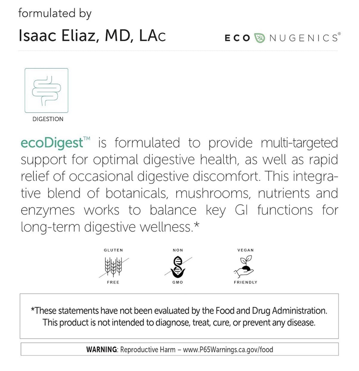 EcoNugenics EcoDigest Long Term Digestive Balance Heartburn Indegestion Relief