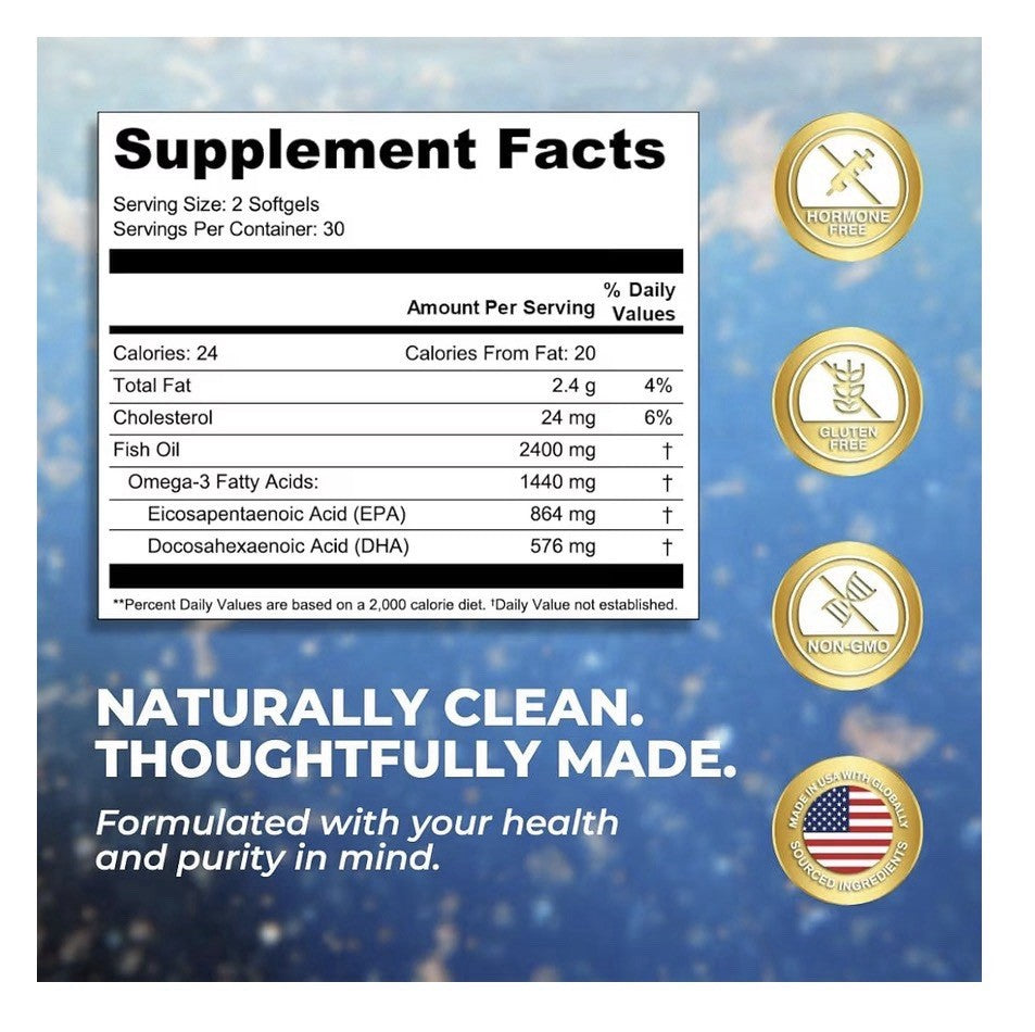2 Pack VITAL NUTRITIVE Vital Omega 3 Fish Oil EPA DHA Brain Heart Health