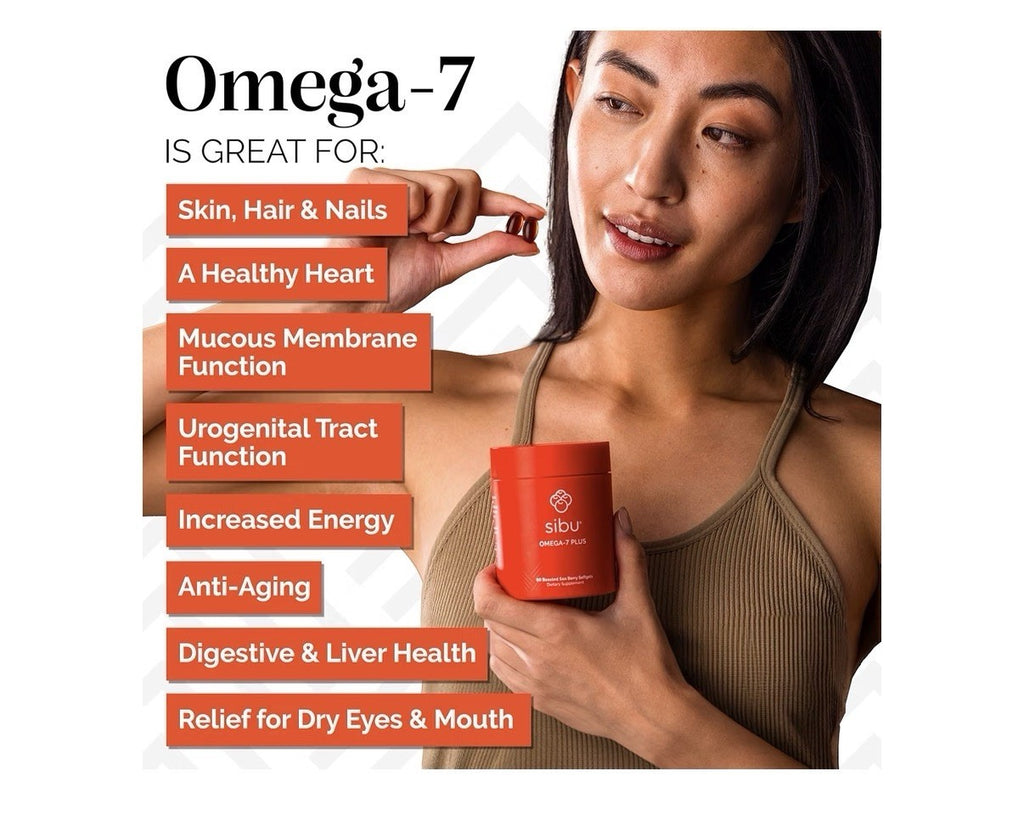 sibu Omega-7 Plus Sea Buckthorn Vitamin D3 Omega 3 DHA 60 Softgels