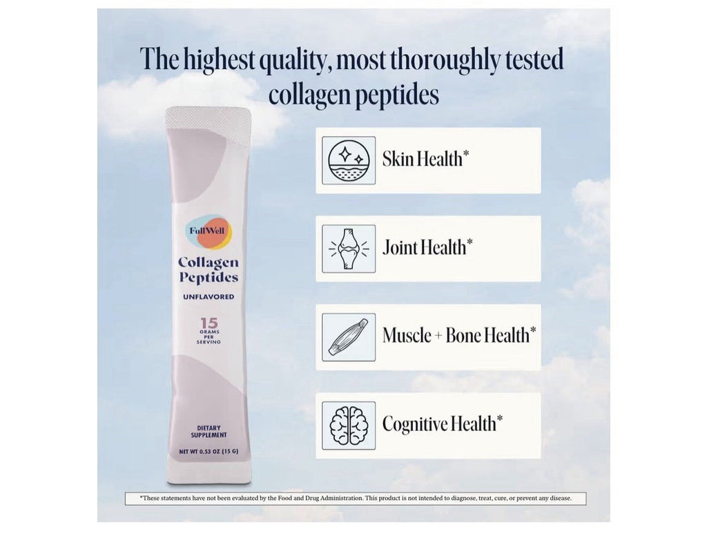 FullWell Collagen Peptides Powder Sticks Unflavored Skin Health 30 Sticks