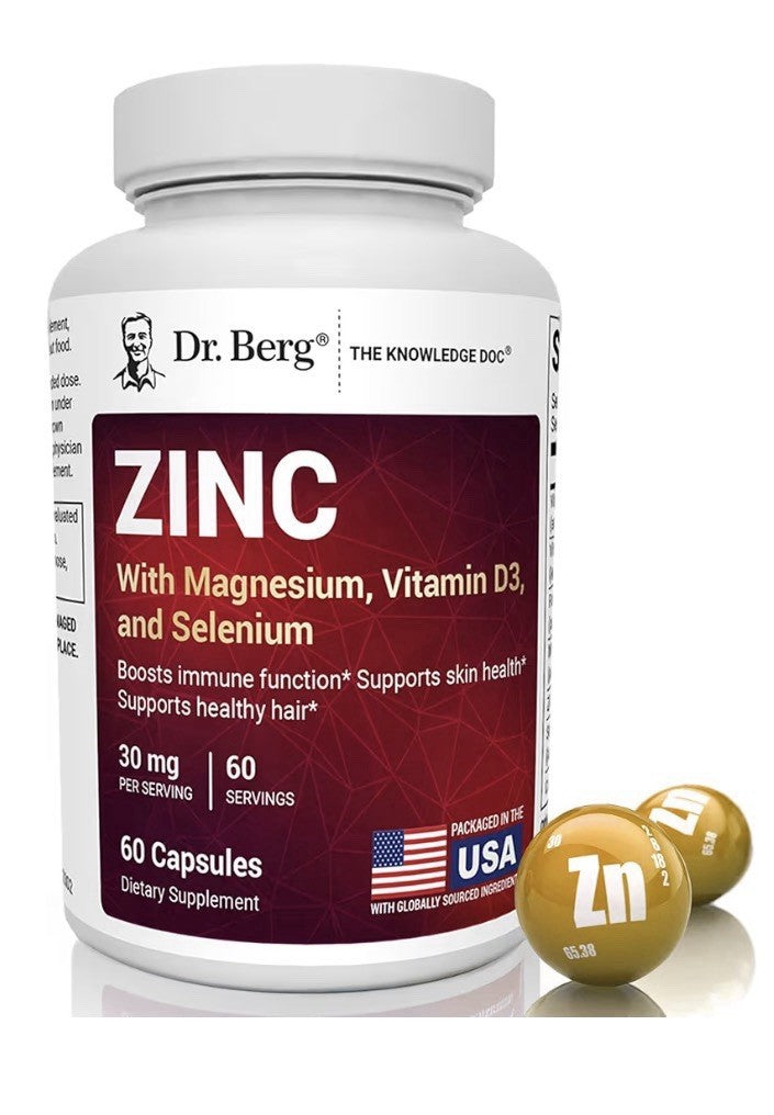 Dr. Berg Zinc With Magnesium Vitamin D3 Selenium Immune Skin Hair Support 60caps