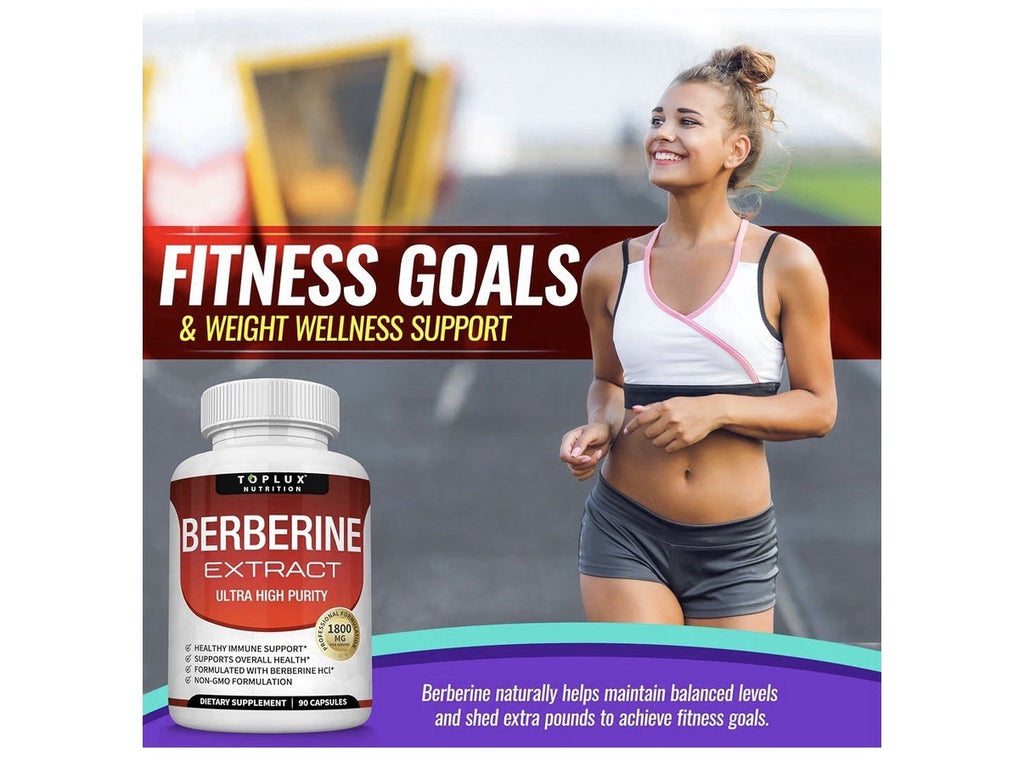 Toplux Berberine Extract 1800mg Ultra High Purity HCL 97% Purity 90 Capsules