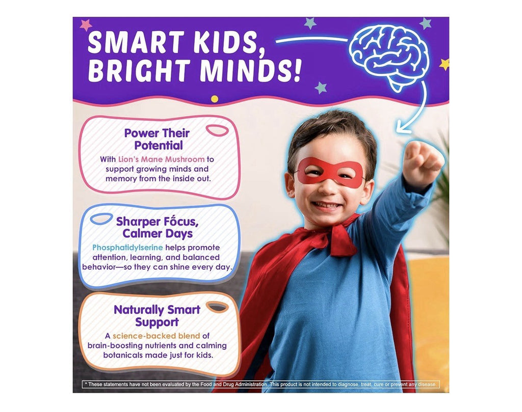 Nextdia Kids 4+ Brain Gummies Focus & Attention Cognitive Energy 60 Gummies