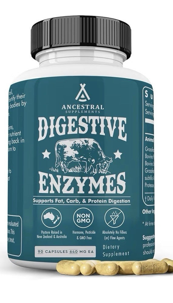 Ancestral Supplements Digestive Enzymes Grass Feed for Women & Men 90 Capsules