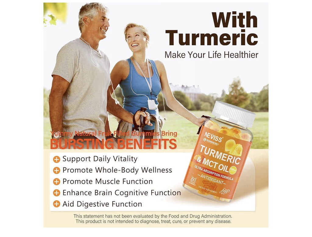 Neviss Turmeric Curcumin & MCT Oil Antioxidant Formula 90 Gummies 1 Pack