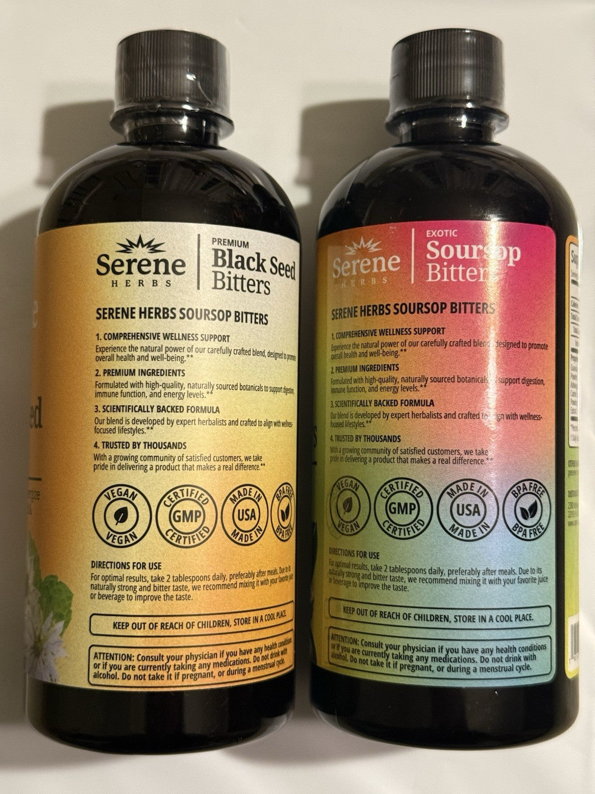 Serene HERBS Soursop Bitters & Black Seed Bitters Bundle Detox And Cleanse