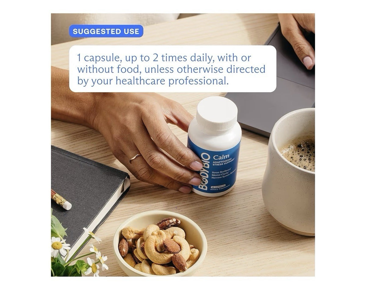 BodyBio Calm Adaptogenic Stress Support Daily Stress Relief Blend Manual Clarity