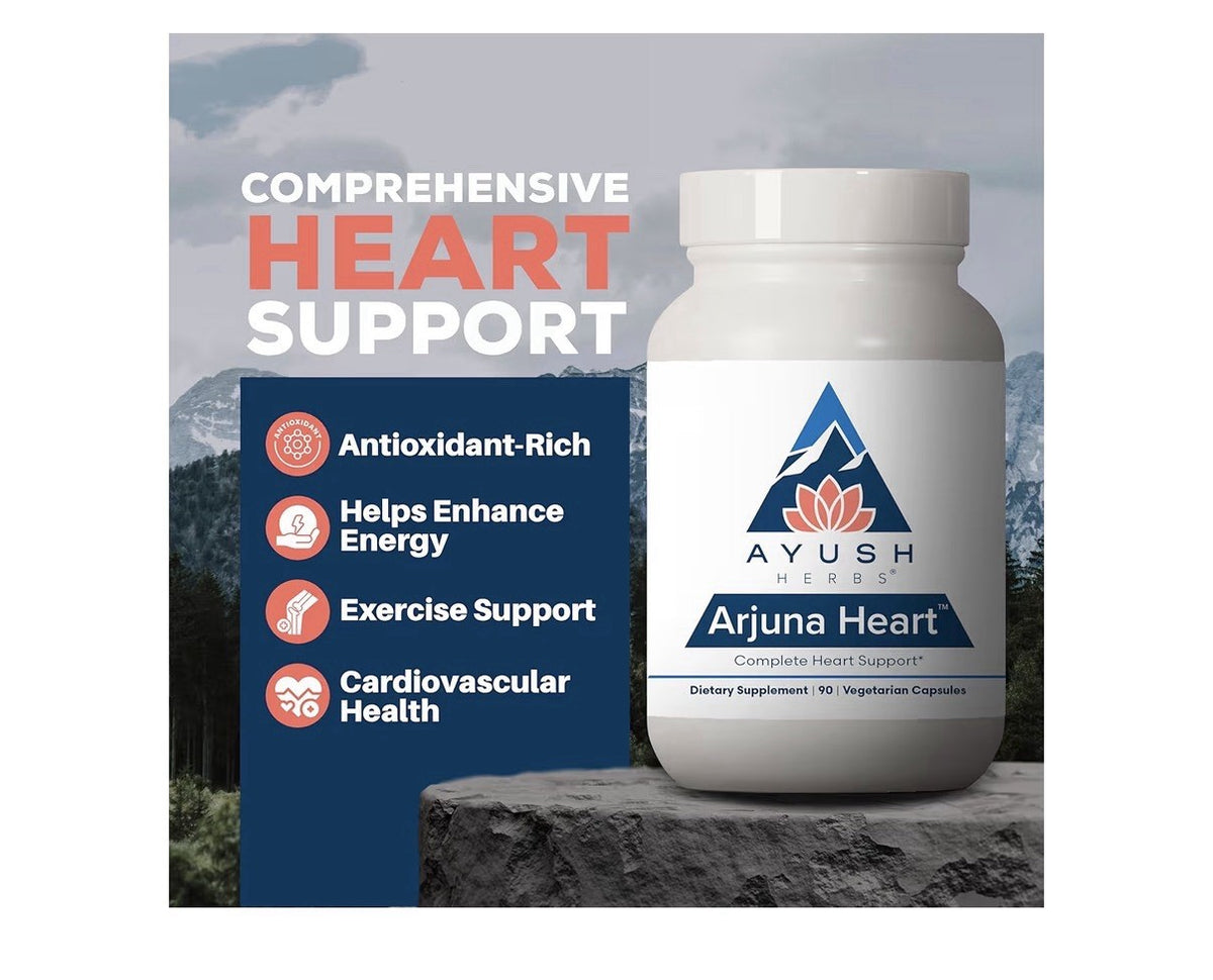 Ayush Herbs Arjuna Heart Complete Heart Support Supplement For Women & Men 90cap