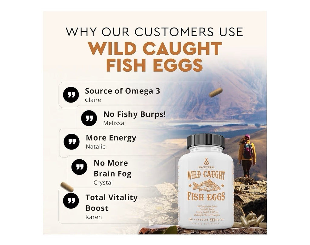 Ancestral Supplements Wild Caught Fish Eggs Pasture Raised 180 Capsules