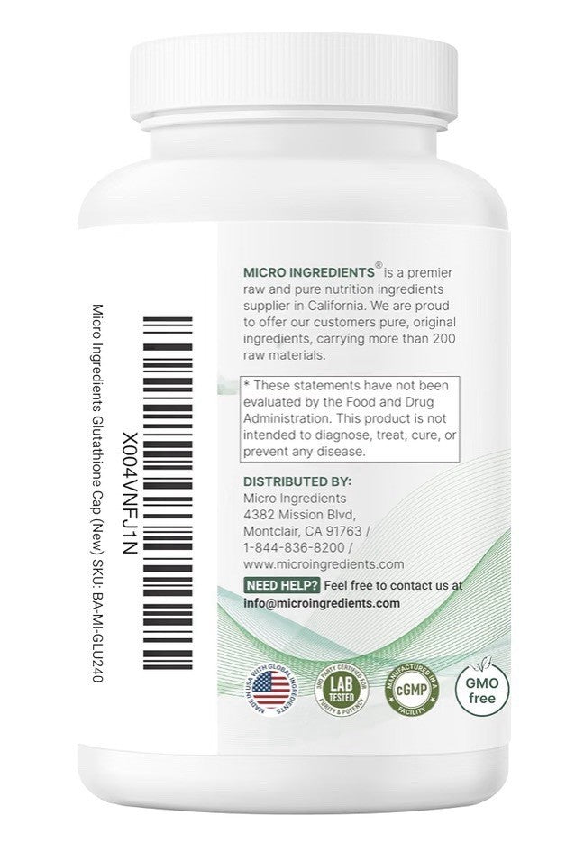 Micro Ingredients Glutathione 500mg Per Serving Clean Ingredients 240 Capsules
