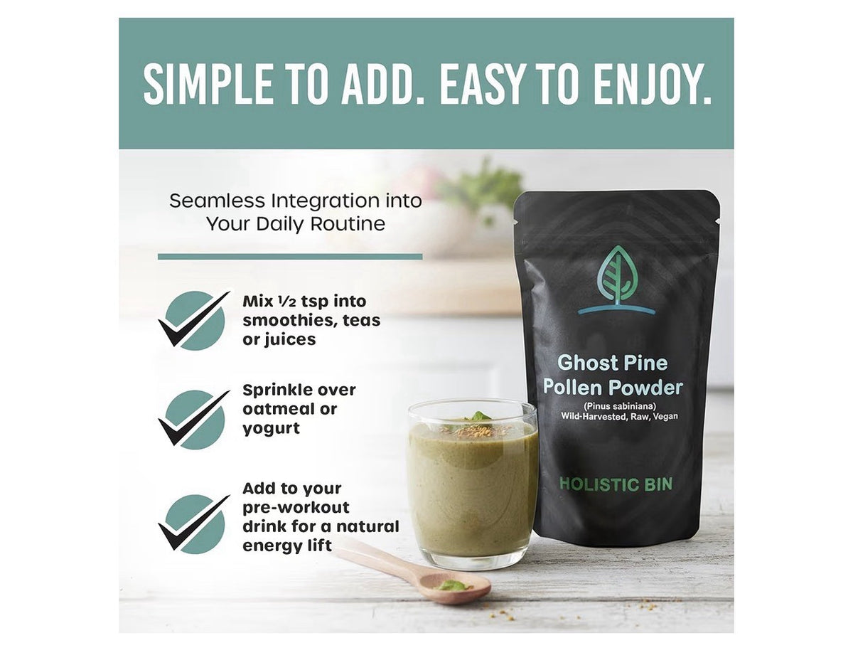 Holistic Ghost Pine Pollen Powder Pinus Sabiniana Golden California 40 Servings