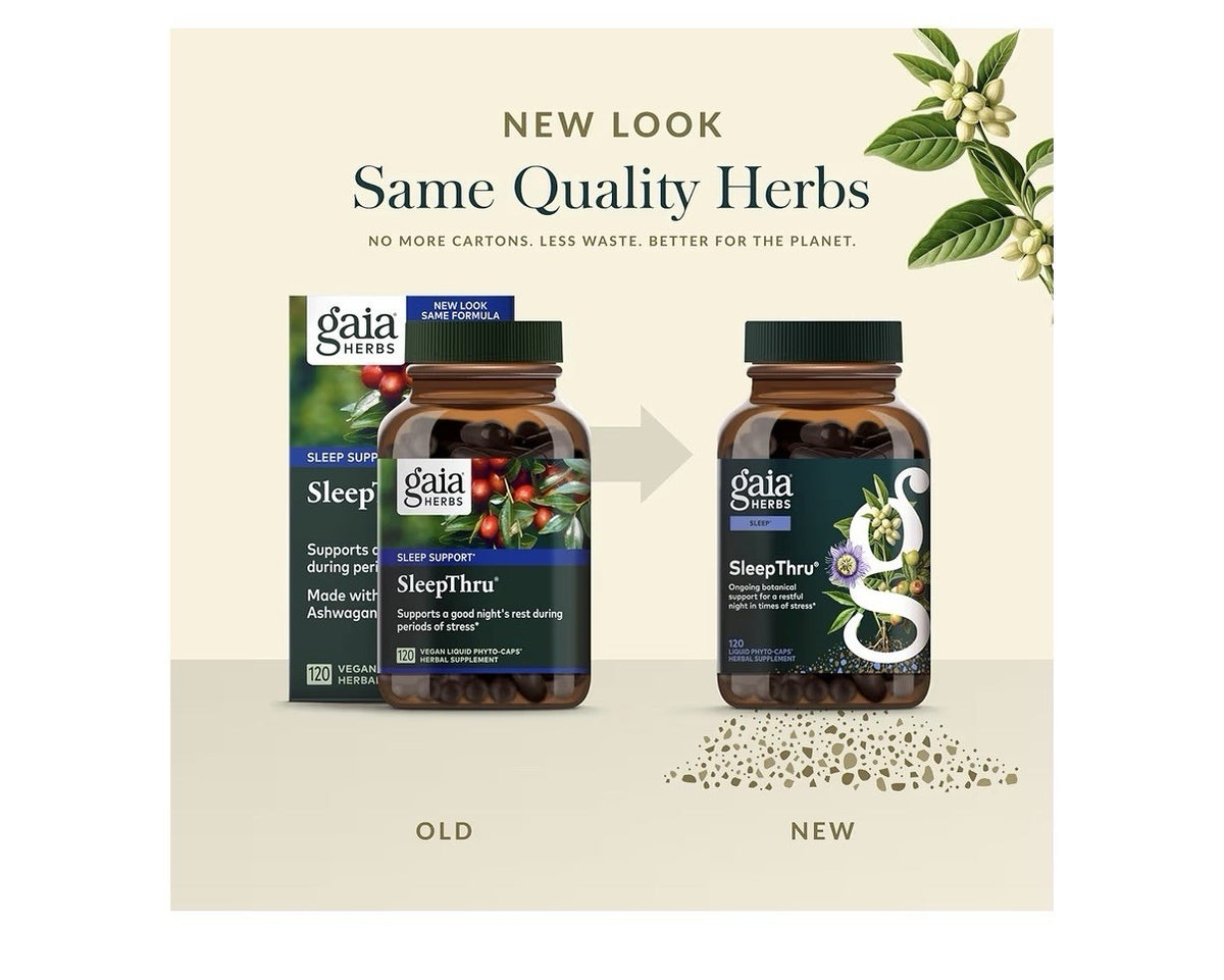 Gaia Herbs SleepThru Sleep Support Supplement with Ashwagandha Root 120 Capsules