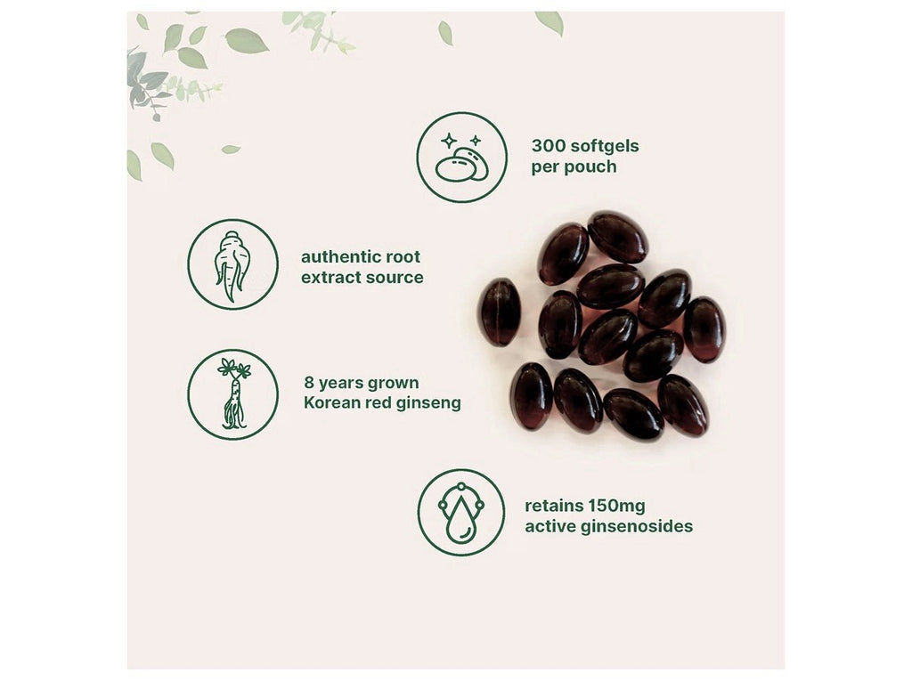 Micro Ingredients Red Panax Ginseng Softgels 8 Years Grown Korean 300 Softgels