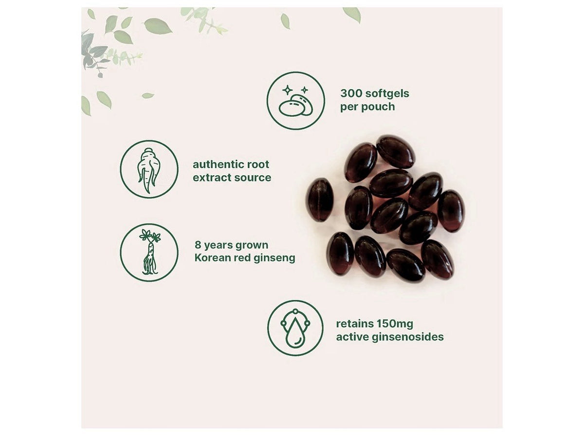 Micro Ingredients Red Panax Ginseng Softgels 8 Years Grown Korean 300 Softgels