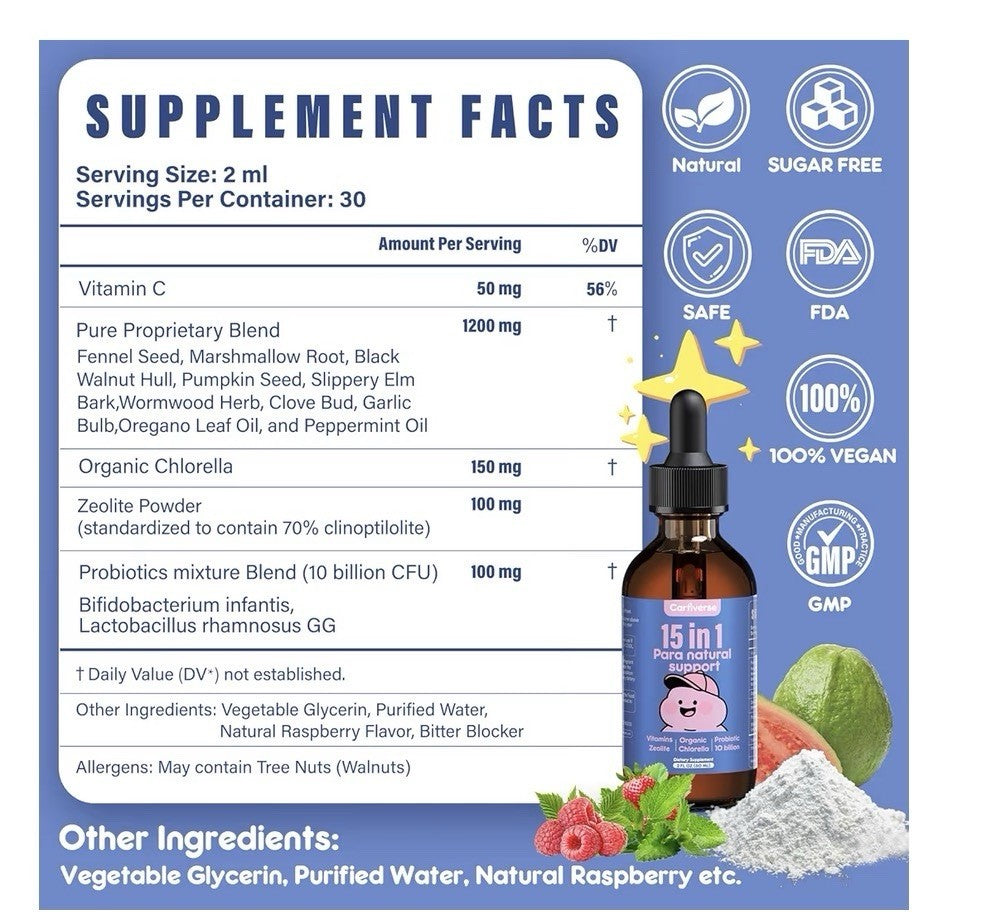 Cartiverse 15 in 1 Para Natural Support Parasite Cleanse for Humans & Kids 2oz