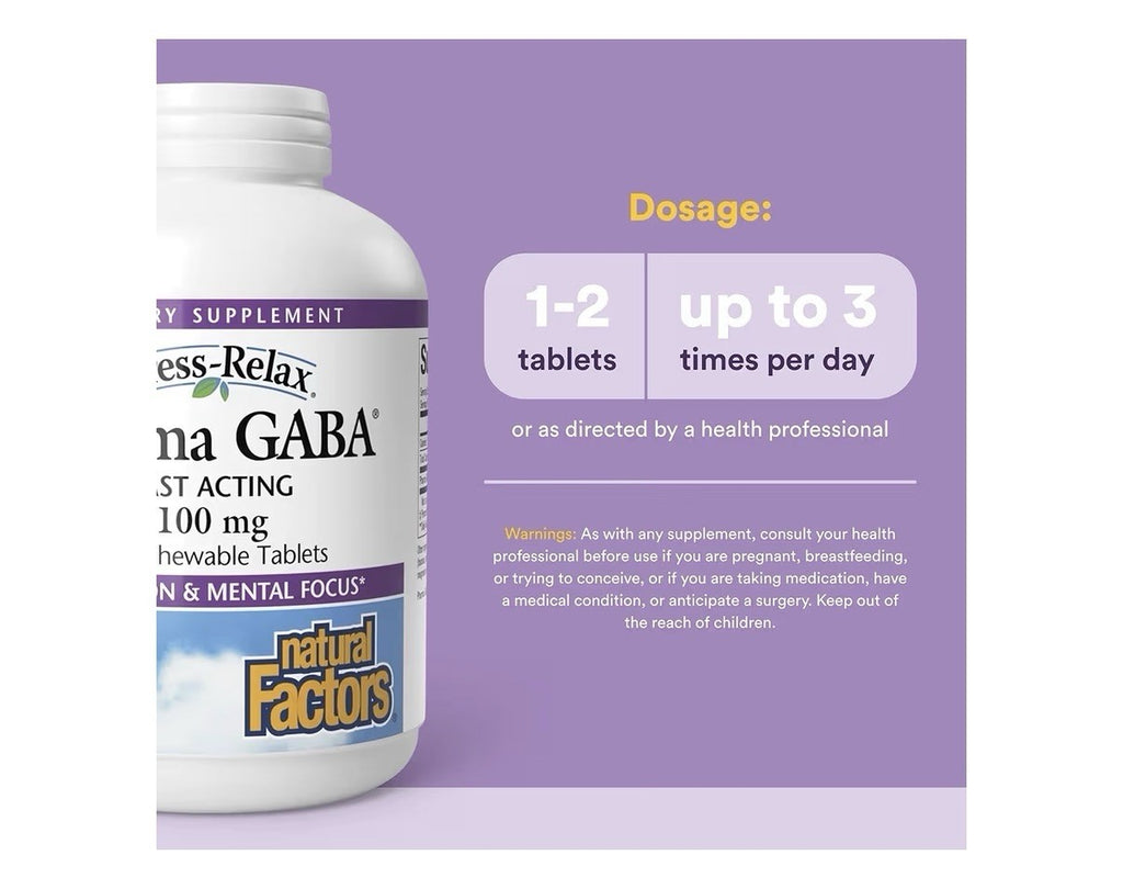 Natural Factors Pharma GABA 200mg Per 2 Tablet Relaxation Focus 60 Tablets
