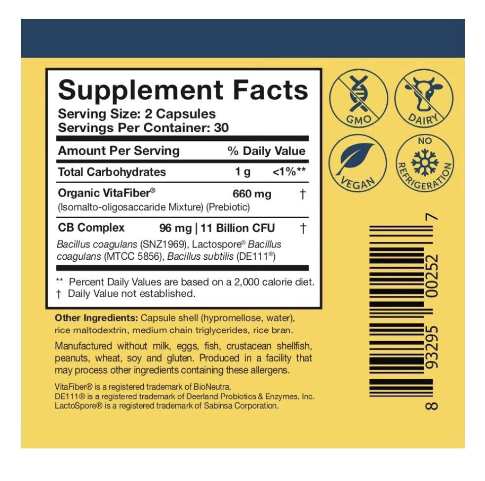Researched Nutritionals CoreBiotic Advanced Spore Based Probiotic Prebiotic 60ca