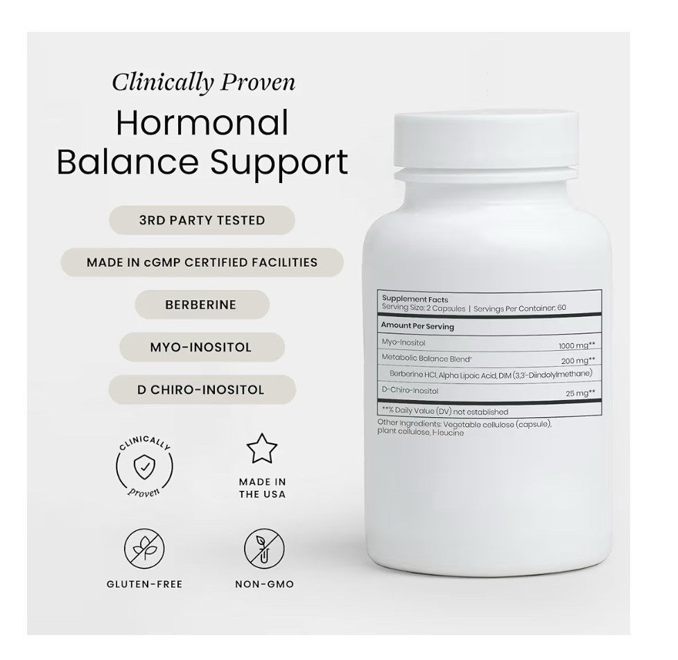 Perelel Hormonal Balance Support Myo & D Chiro Inositol Womens Supplement 120cap