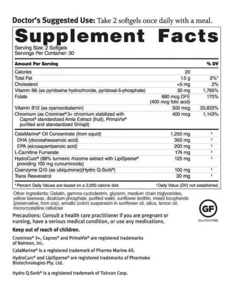 Dr. Sinatra Omega Q Plus MAX With Omega 3 CoQ10 Resveratrol Turmeric 60 Softgels
