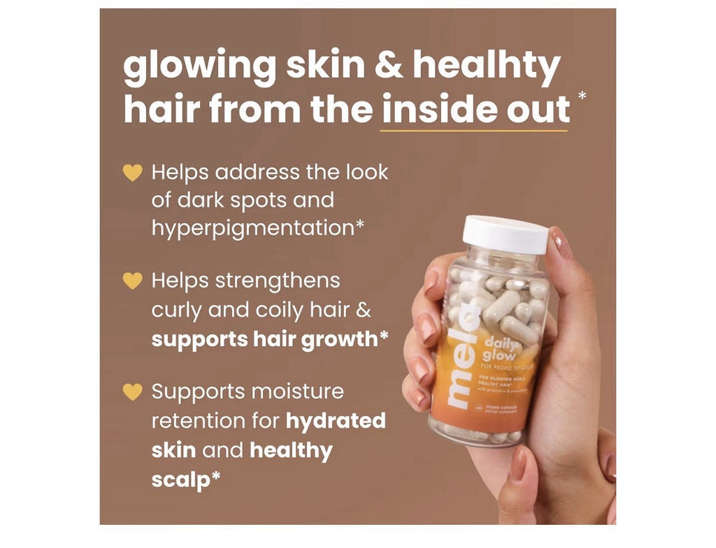 Mela Daily Glow for Healthy Melanin-Rich Skin Textured Hair Glowing Skin 60 Caps