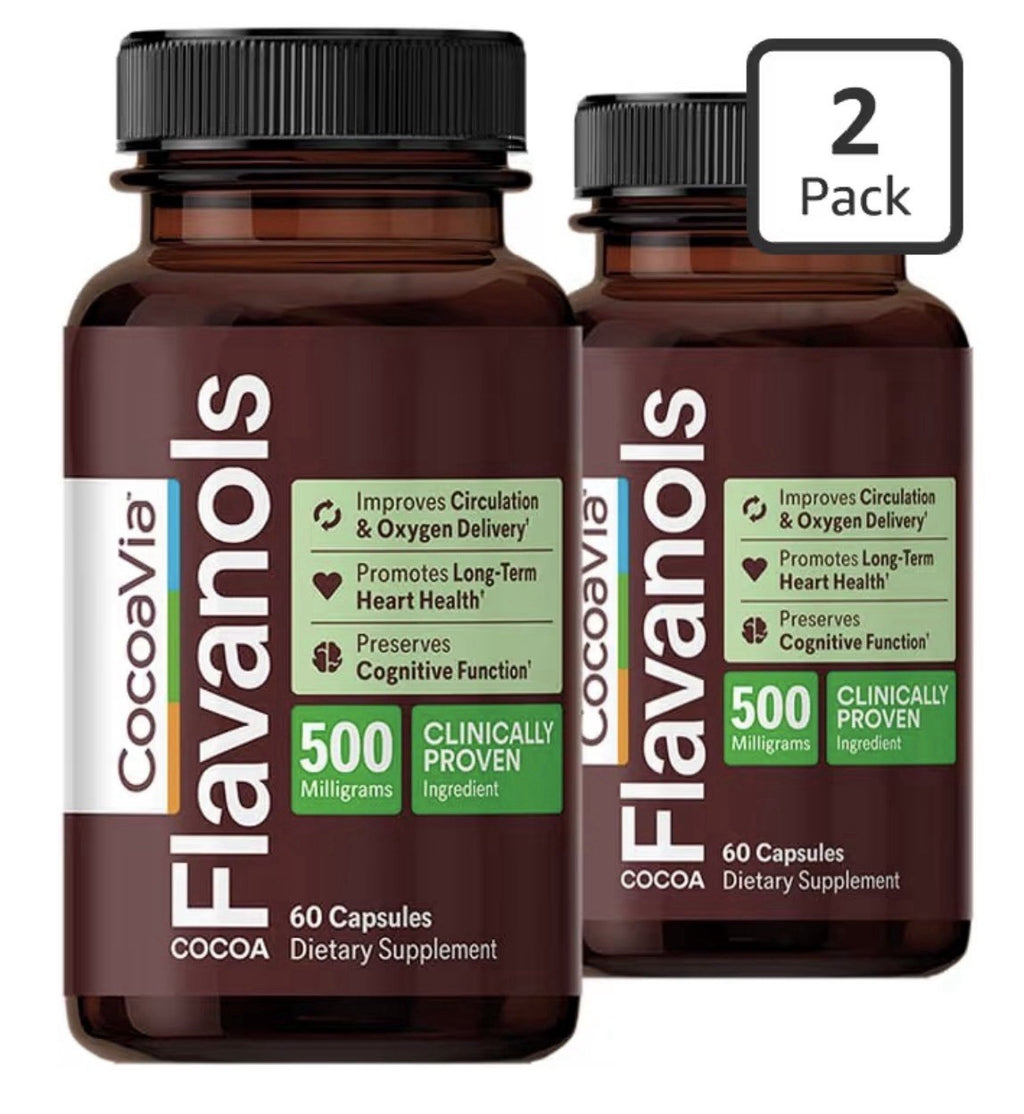 2 Pack CocoaVia Cocoa Flavanols 500mg Heart Brain Circulation Support Supplement