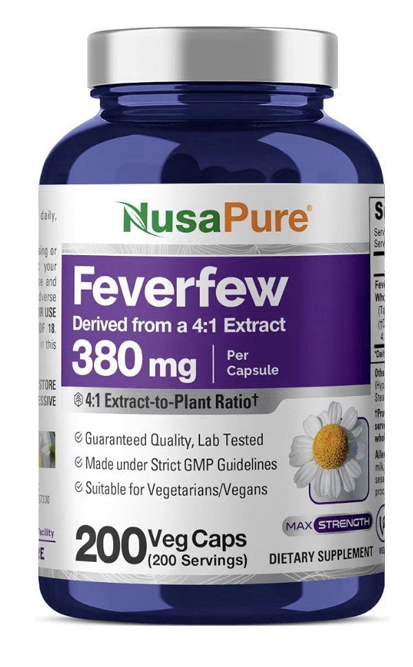 NusaPure Feverfew 380mg Per Serving 200 Veg Capsules 200 Servings