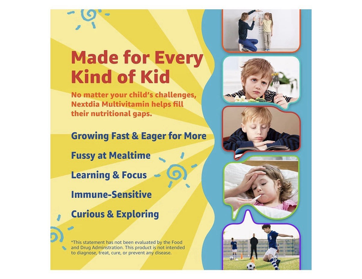 Nextdia Kids Multivitamin Age 4+ With Omega 3 Probiotics & Iron 60 Gummies