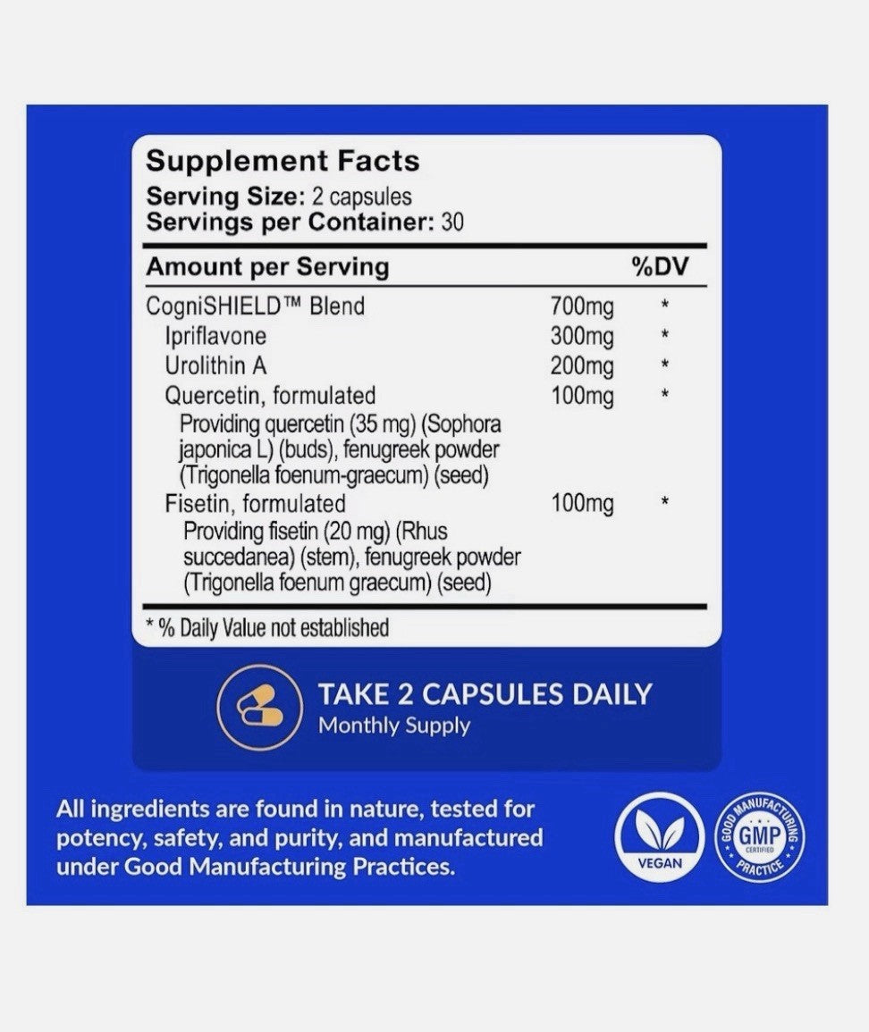 CogniSHIELD Brain Health Supplement Designed To Support Brain Health 60 Capsules