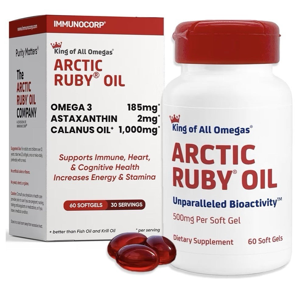 2 Pack Immunocorp Arctic Ruby Oil Omega 3 Astaxanthin Calanus Oil For Women, Men