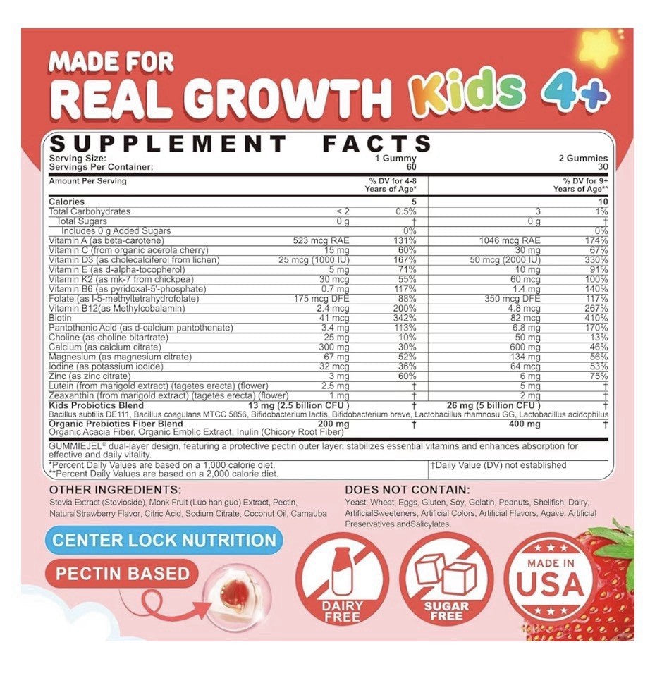 Nextdia Kids Methylated Multivitamin Gummies Calcium D3 K2 Probiotics 2 Pack