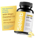 Selerb Vitamin D3 K2 with Virgin Coconut Oil Vitamin D3 10000 IU 120 Softgels