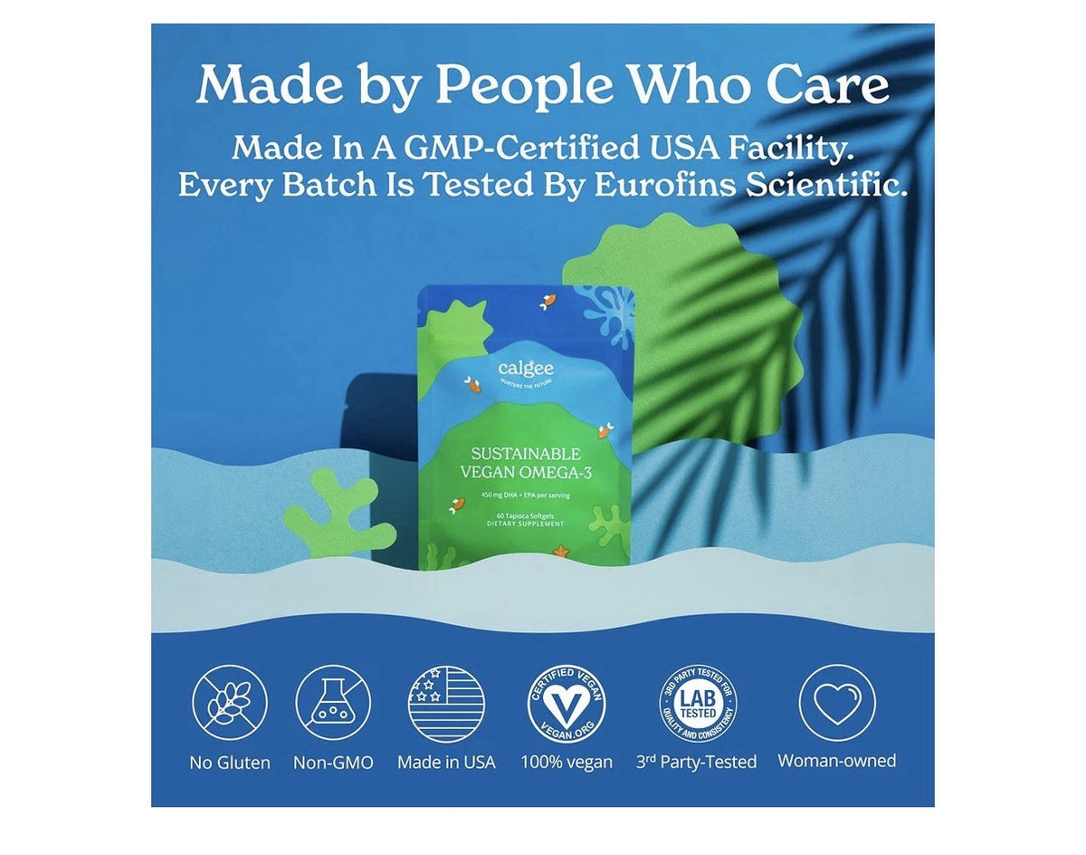 2 Pack Calgee Algae Sustainable Vegan Omega 3 DHA & EPA Total 120 Vegan Softgels