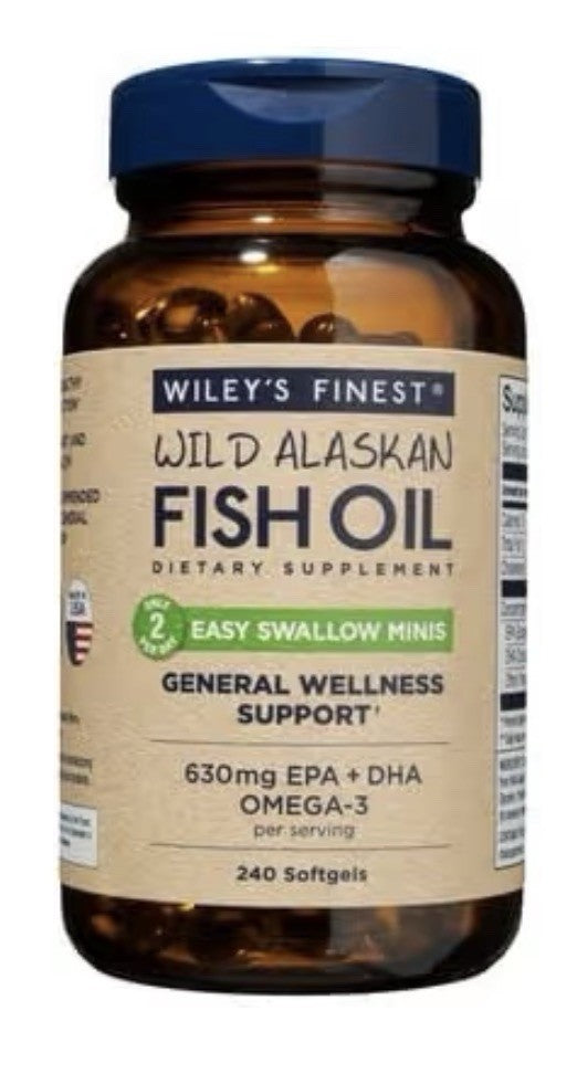 Wiley's Finest Wild Alaskan Fish Oil EPA DHA General Wellness Support 240softgel