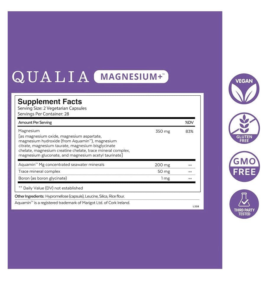 Qualia Magnesium+ Advanced Magnesium Blend 70+ Supporting Minerals 56 Capsules