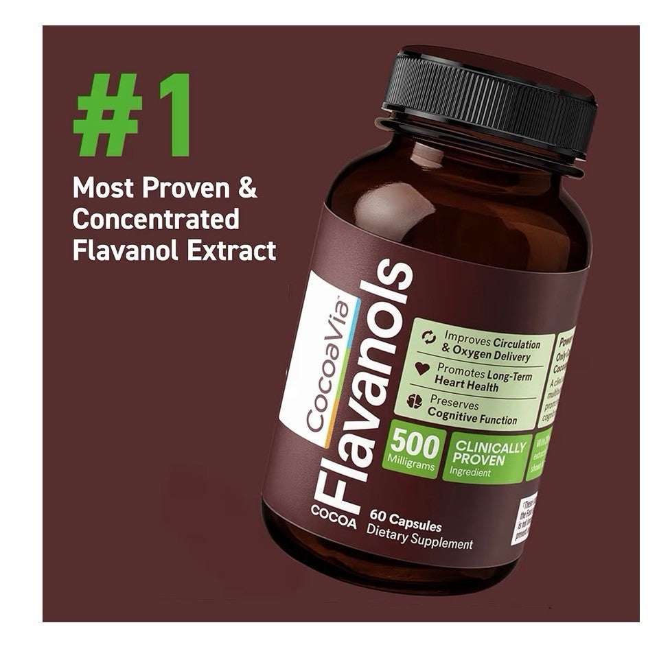 CocoaVia Cocoa Flavanols 500mg Heart Brain Cognitive Circulation Support 60 Caps